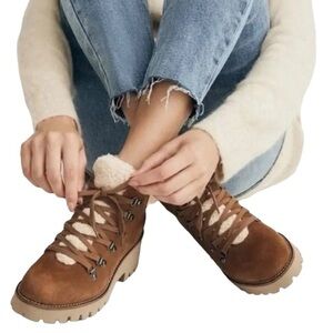 Blondo Devin Camel Suede Waterproof Sherpa Lined Casual Hiking Boots Womens 8
